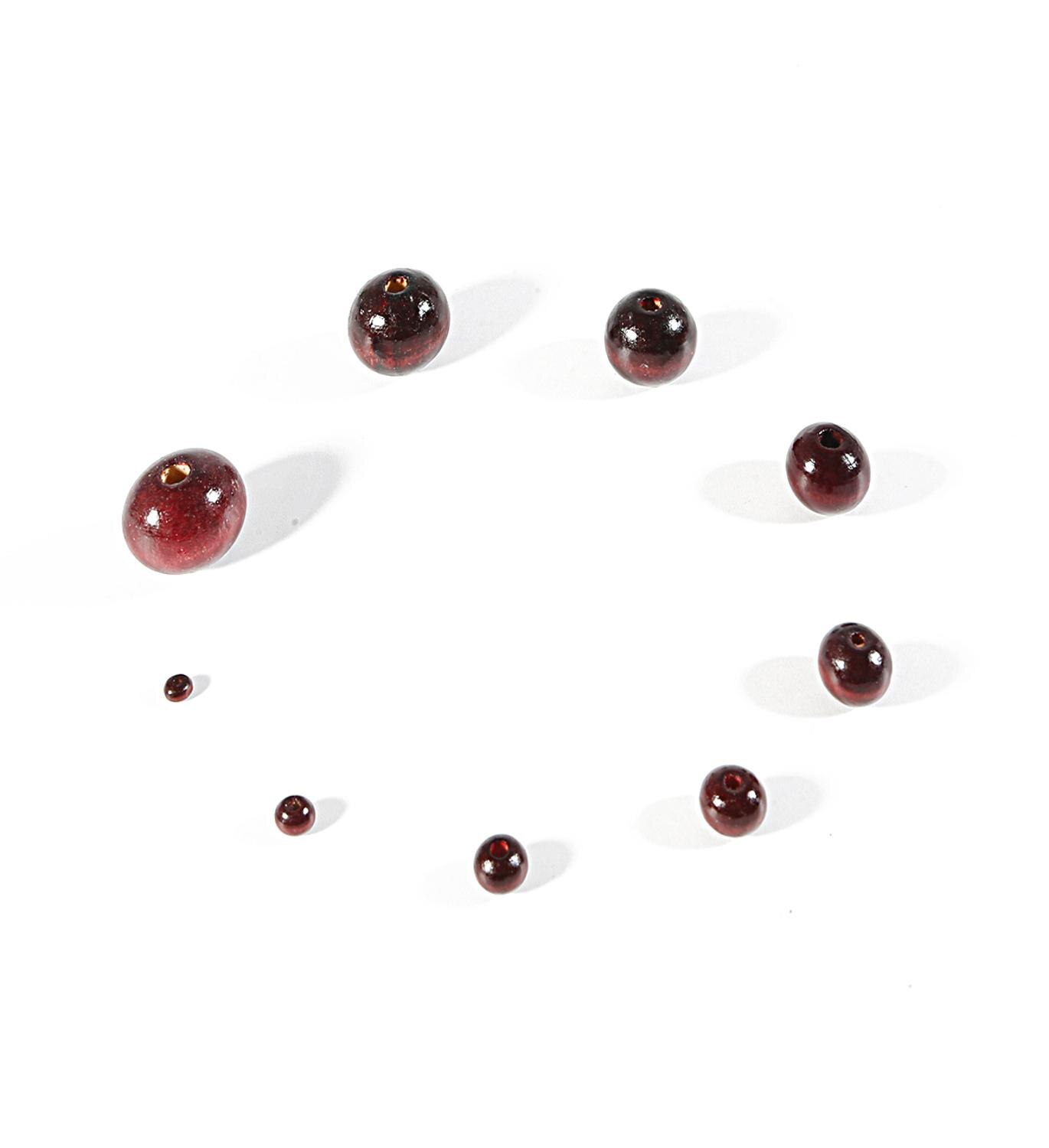 Perles Rondes en Bois Naturel, Noires, Brunes, Rouges, pour Travaux Manuels, Accessoires de Bijouterie, 4, 6, 8, 10, 12, 14, 16, 18, 20mm, Lot de 20 à 100 Pièces: Foncé Rouge / 3mm