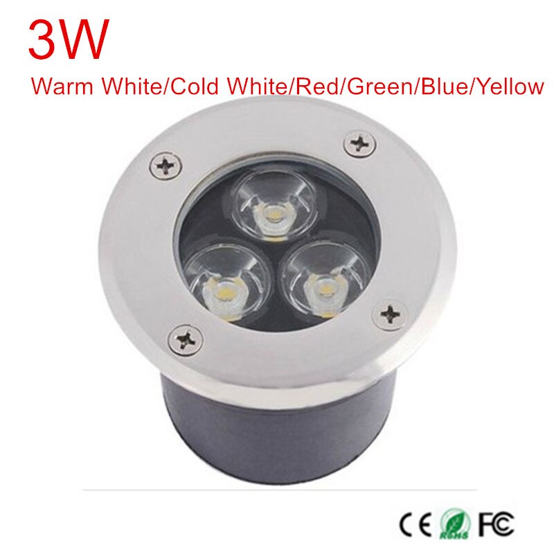 Luz subterránea de 3W LED lámparas AC85-265V/DC12V al aire libre Foco empotrado para suelo enterrado impermeable IP67 paisaje iluminación para escalera