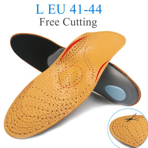 Plantillas ortopédicas para pies planos para calzado de hombre mujer y niño, plantilla para zapato, corrección de arco del pie, de cuero, piel, unisex: L EU 41-44