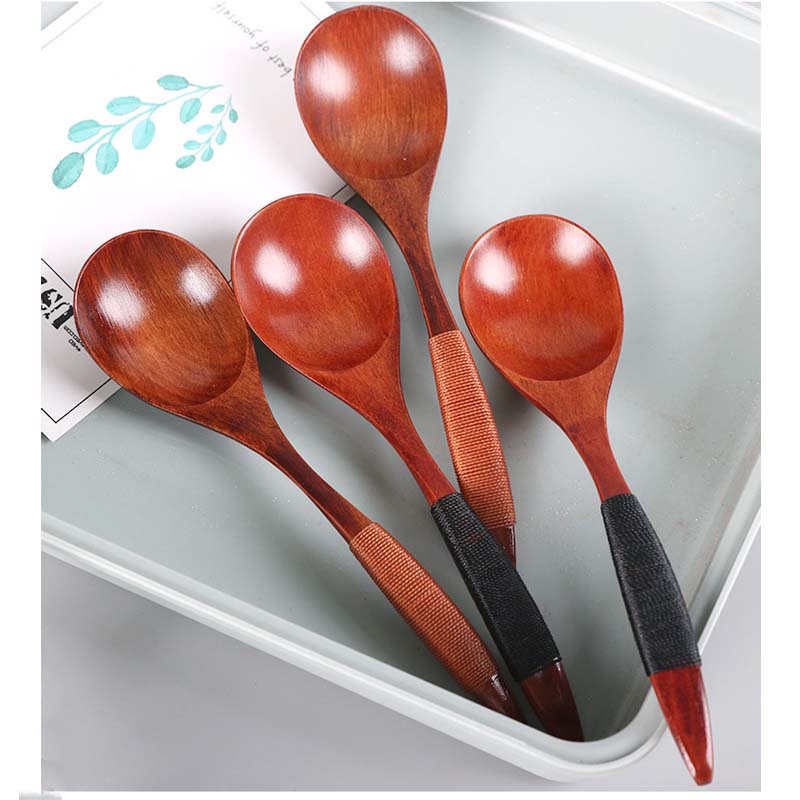 Squirrel Spoon Big Carved Wooden Spoons Non-slip Anti-scald Solid Wood Soup Spoon 18*4.5cm Long Handle 10pcs/lot