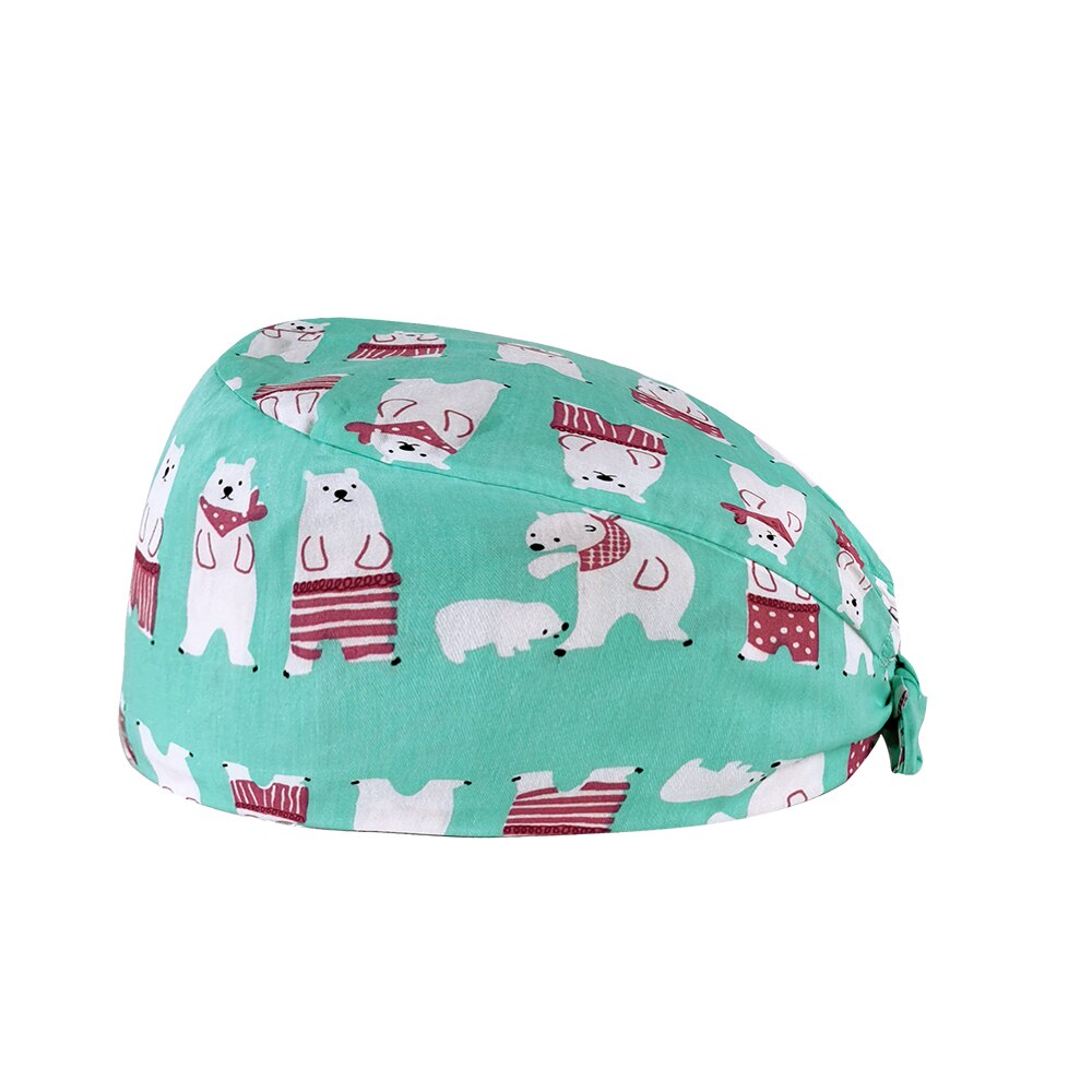 Unisex limpeza oral trabalho esfrega tampões refrescante verão bonito ajustável esfrega chapéus dos desenhos animados impressão azul urso polar cauda boné: Default Title