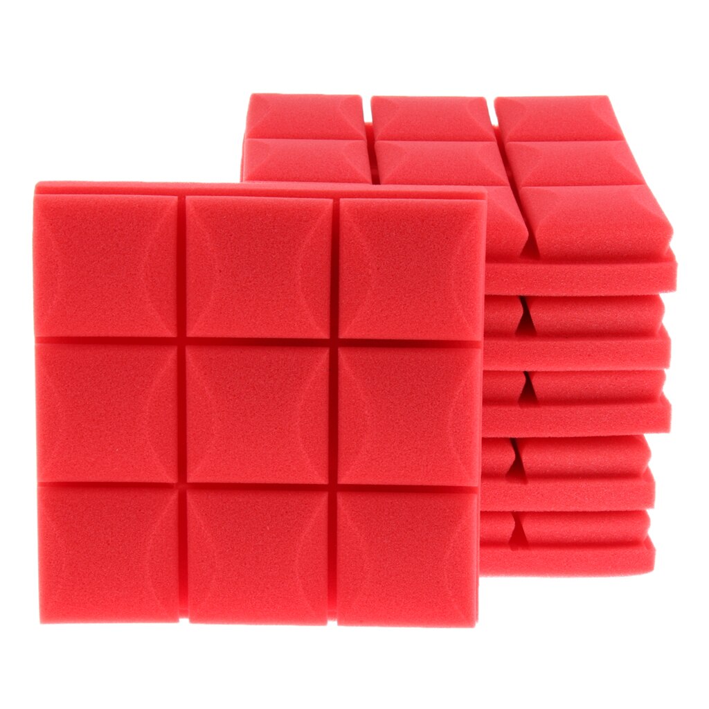 6 Pieces Studio Soundproofing Foam Panel for Home Entertainment Theatre 9.84 x 9.84 x 1.97inch: Red