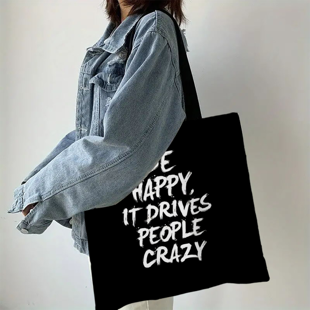 Czarno-biała geometryczna torba z grubej bawełny Damskie torby lniane Ekologiczne torby na zakupy wielokrotnego użytku Podróżna plaża Przydatna torba na ramię