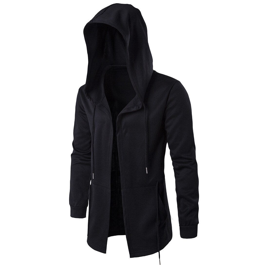 Men Caps Hooded Men Trench Male Coat Casual Long Black Gothic Style Outwear Jacket Tops Men Streetwear Plus Sizes Windbreaker