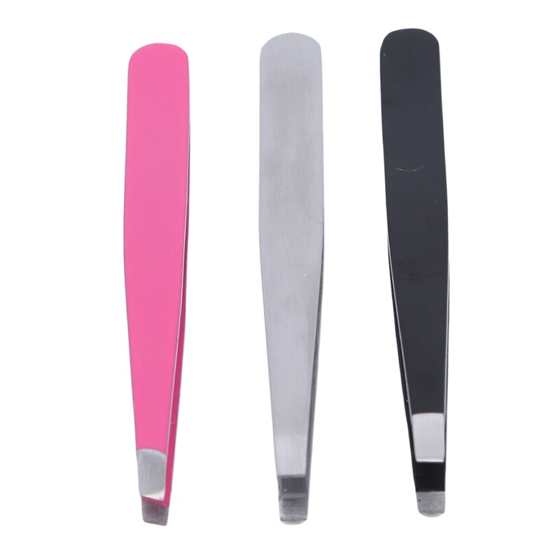 4 Sets Of Eyebrow Tweezers Stainless Steel Pointed / Tilted Pointed / Flat Hair Removal Makeup Kit