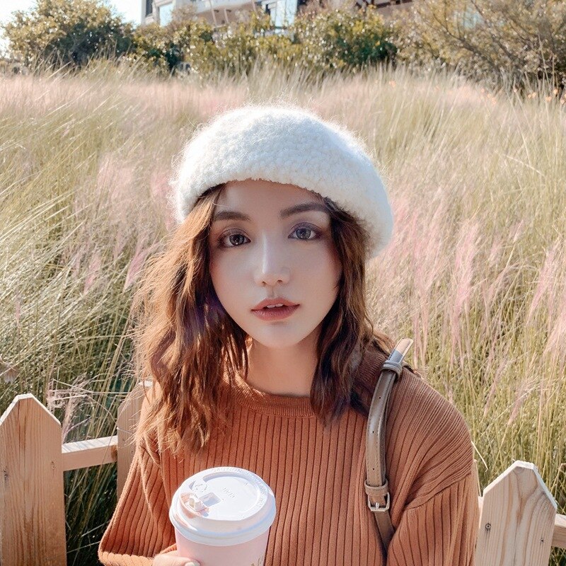 Netz promi baskenmütze Dame retro Britischen Winter kaninchen haar knospe Hütte frauen hüte