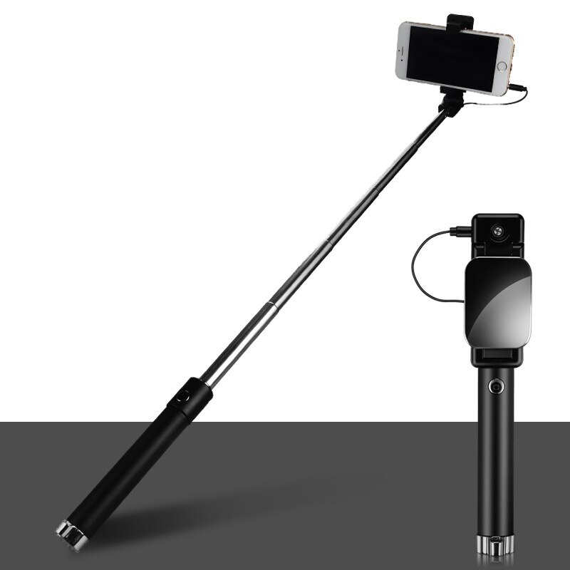 Statief Monopod Selfie Stok Knop Selfie Stick Voor Android Os Voor Iphone 7/8/Xs Ios Systeem Voor huawei Samsung Xiaomi Vivo: black