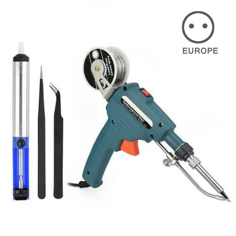Auto Feeding Soldering Tool Manual Electric Soldering Iron Set Solder Tin LB88: Green EU Plug