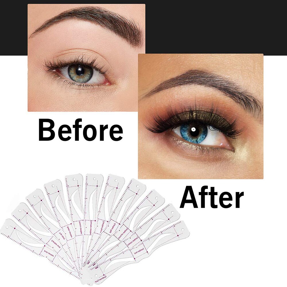 12 unids/set plantillas de cejas reutilizables de cejas de dibujo DIY guía modelado de estilo aseo tarjeta plantilla fácil herramienta de maquillaje