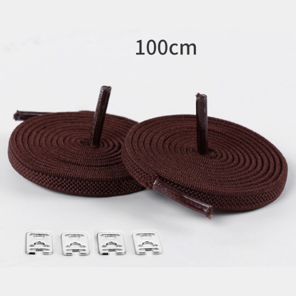 1 par 100cm uden binde elastiske snørebånd strækbare gummisnørebånd voksne børn hurtige og nemme sneakers elastiske snørebånd cordones: Kaffe