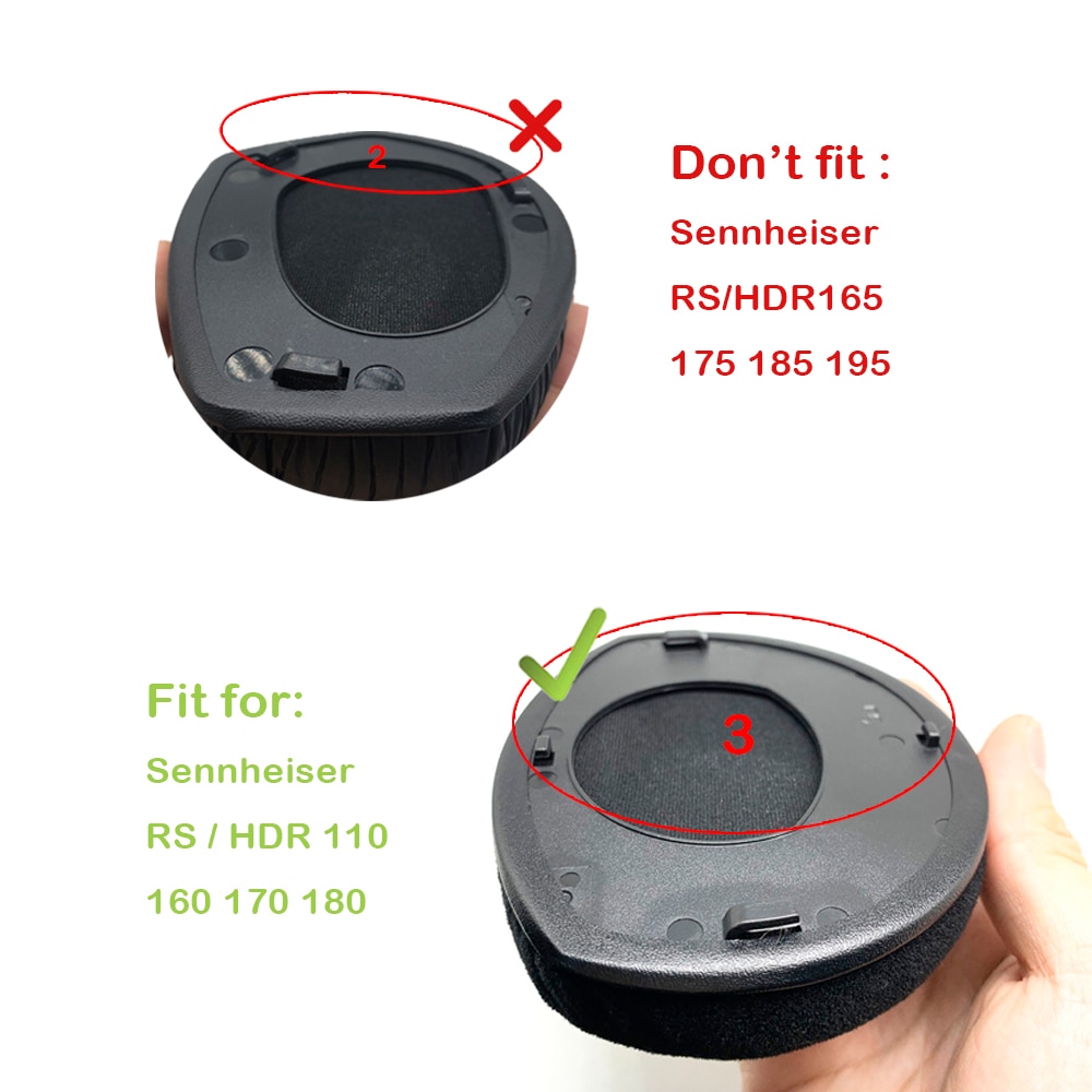 Whiyo samettia korvaavat korvatyynyt sennheiser  rs110 rs160 rs170 rs180 hdr 160 hdr 170 hdr 180 tyynynpäällinen korvatyynyt