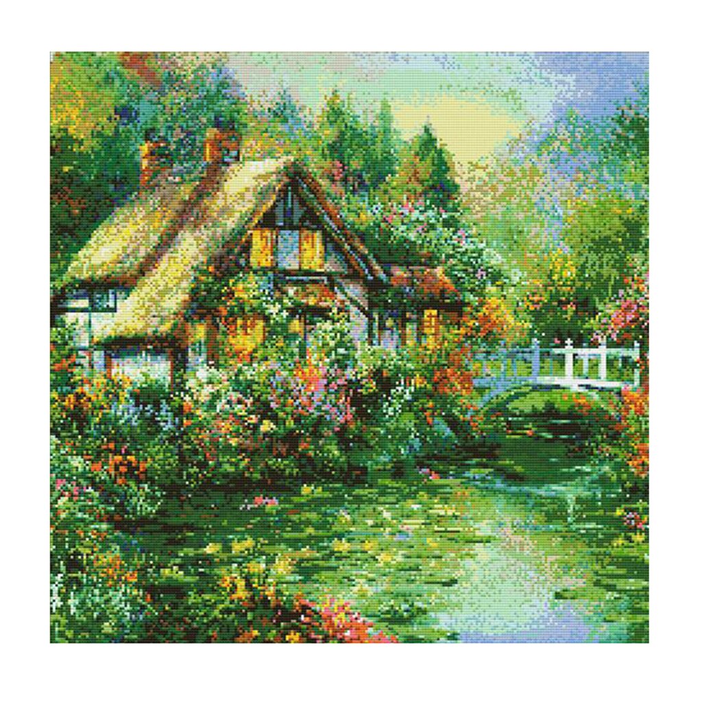 Twee zwanen in het meer, Patroon gedrukt op canvas... - Vicedeal