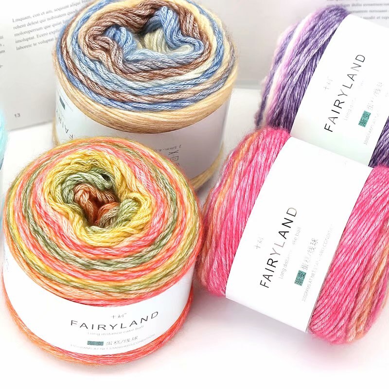 100g Rainbow Color Hand-woven Cotton Yarn Soft Crochet Thick Yarn For Hand Knitting Warm Sweater Sofa Cushion Scarf DIY