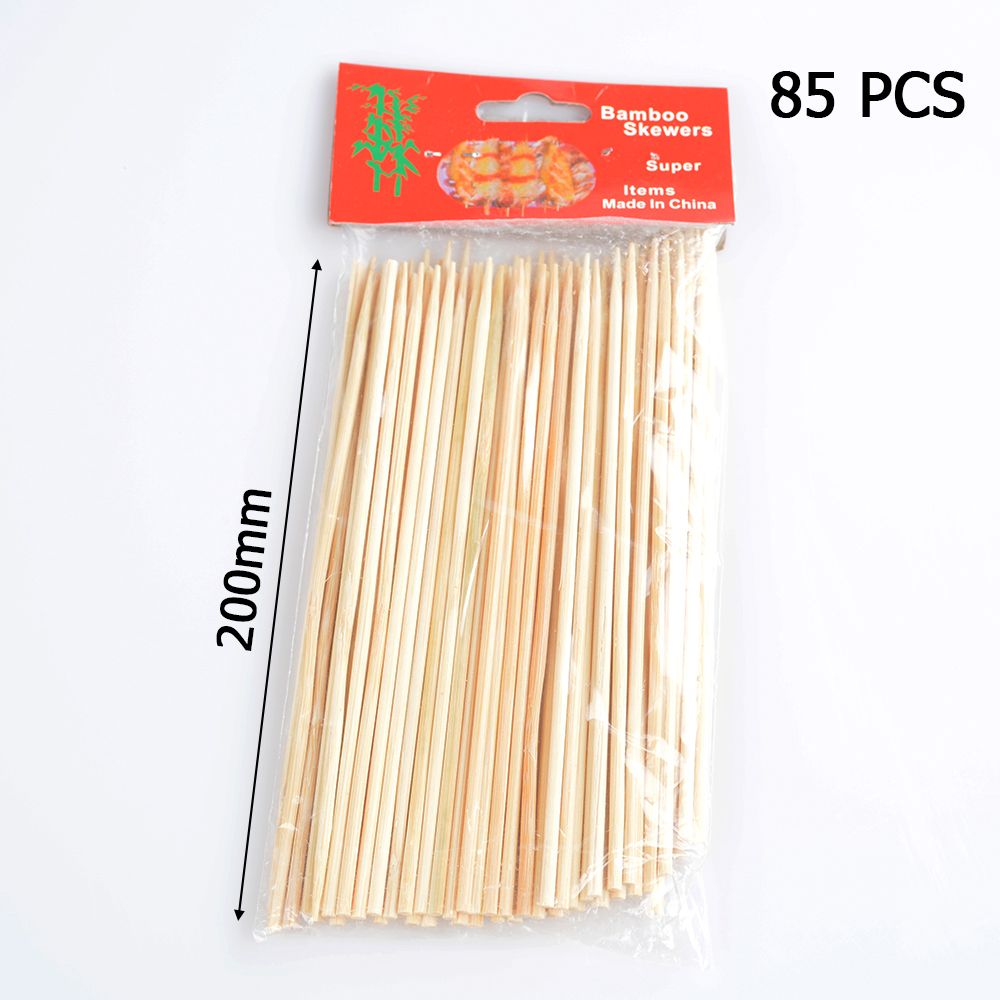 Palo de bambú de madera para barbacoa, kebab, fruta, de chocolate, comida de buffet desechable, albóndigas, barbacoa de paleta plana: B about 85 piec