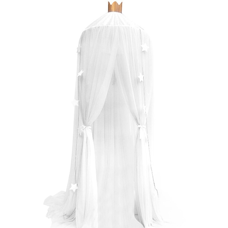 Urijk Lace Four Corner Student Canopy Bed Mosquito Net Four Open Dream Mosquito Net For Children Girls Hanging Round Baby Kids: white