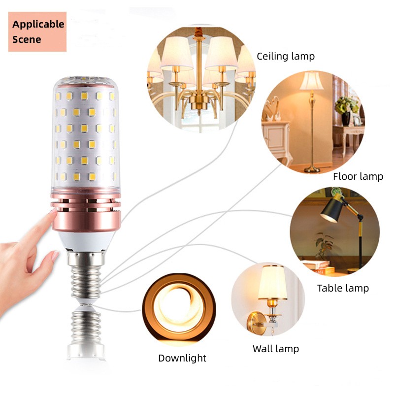 Superheldere Led Lamp Spaarlamp E14 Kleine Schroef E27 Maïslamp Huishoudelijke Verlichting Drie Kleuren Dimmen Volledig Spectrum 220V
