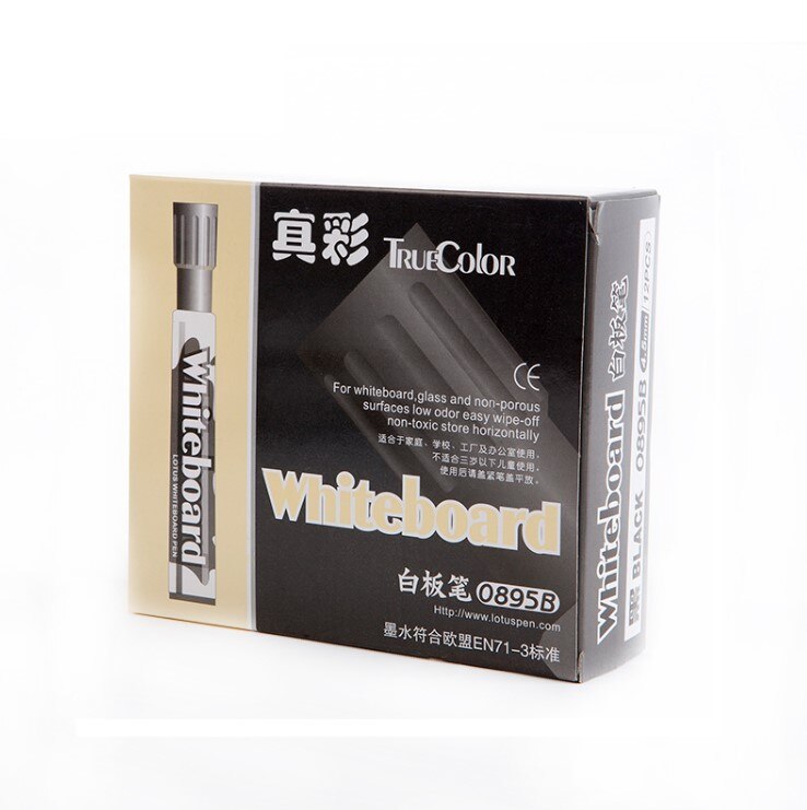Truecolor 0895B erasable whiteboard pen safe non-toxic writing easy to wipe office supplies: 12pcs black