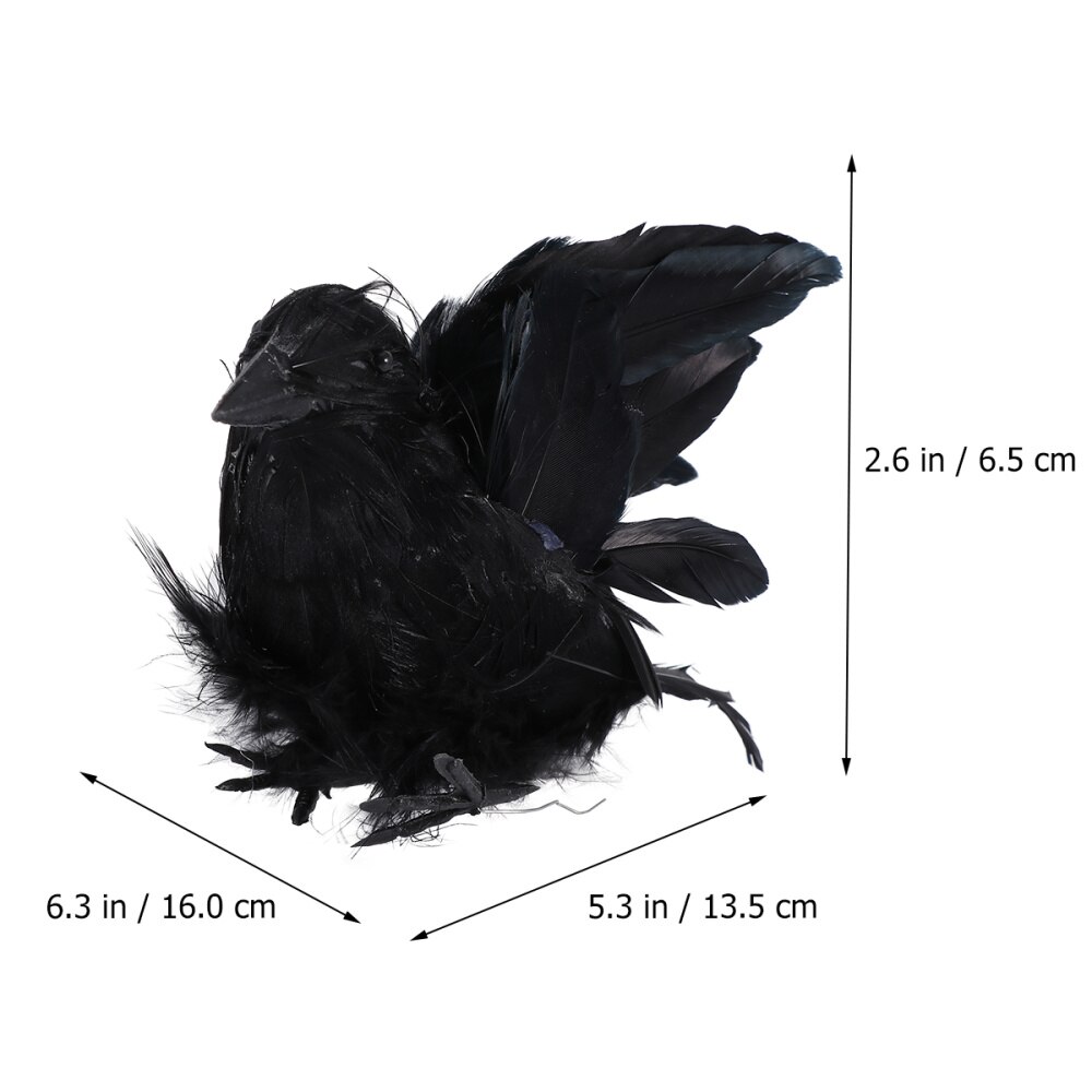 2Pcs Crow Prop Gesimuleerde Veer Chic Decoratie Ornament Kraai Decor Voor Plank Boomstronk Stoel