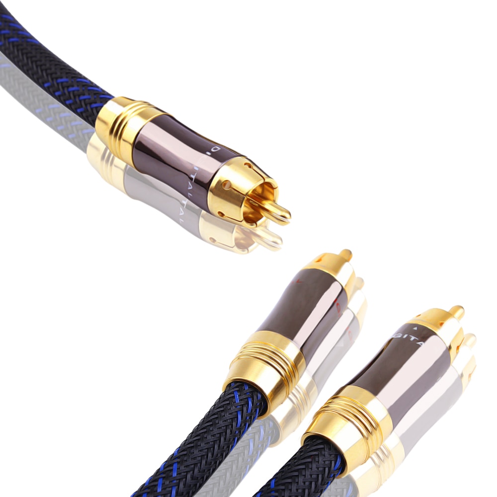 Hifi 0.5m,1m,1.5m,2m,3m,5m subwoofer y kabel rca 1 hann  to 2 hann lydkabel