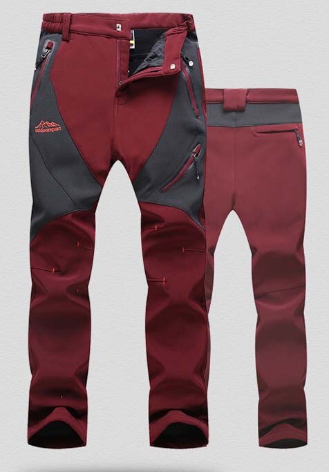 Talvi lämpö ulkoilu vaellushousut naisten retkeily kiipeily vaellus hiihto softshell vedenpitävät housut plus koko: Viininpunainen / Xxxl
