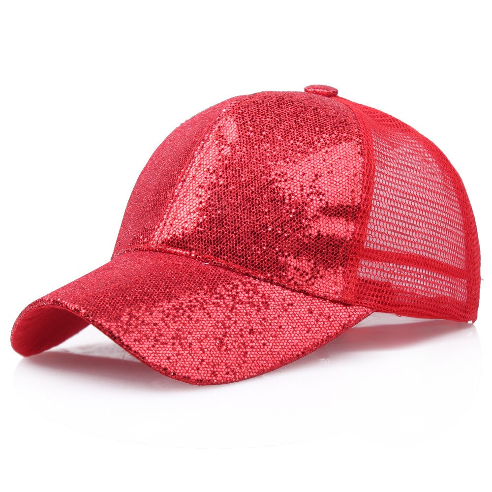 gorra de béisbol de cola de caballo para mujer, gorra desordenada de verano, gorra de malla, gorras de lentejuelas deportivas, gorra de # L5