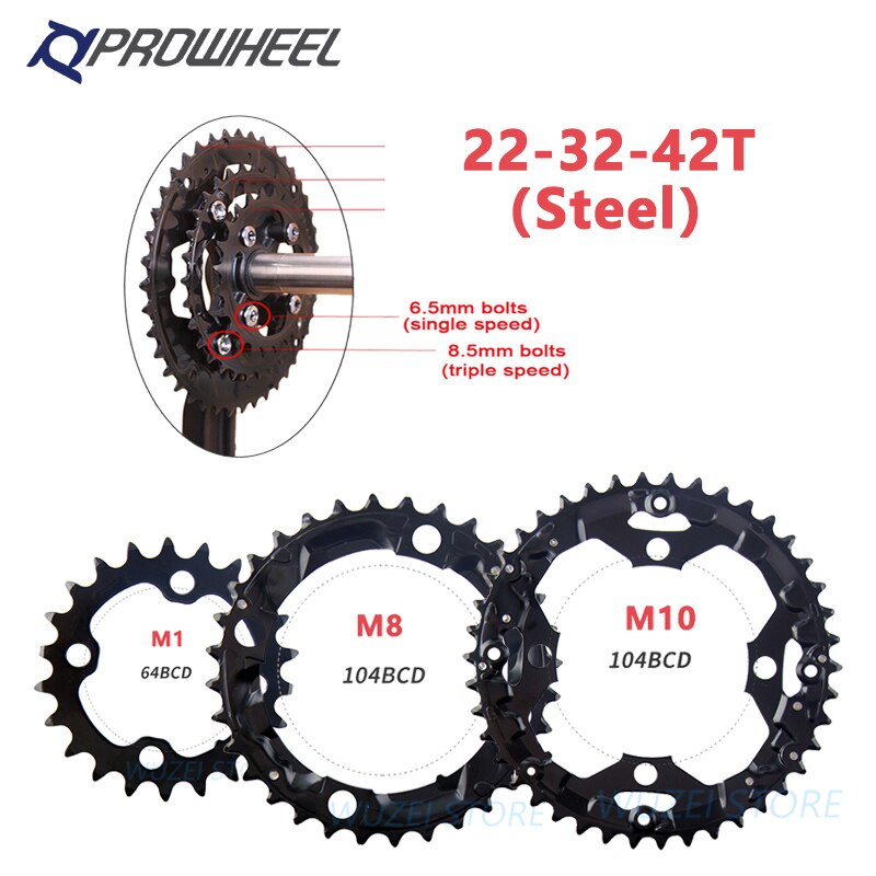 Mtb pyörä 104/96/64 bcd ketjurengas 22/24/30/32/40/42/44t kaksinkertainen/kolminopeuksinen ketjurengas 2 x 10v 3 x 10s ketjupyörä shimano-kammelle: M1 m8 m10