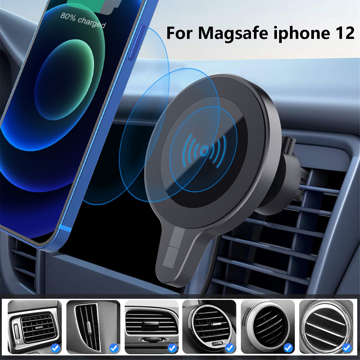 15W Magnetische Auto-oplader Voor IPhone12Pro/Mini/Max Draadloze Oplader Snel Opladen Auto Telefoon Houder