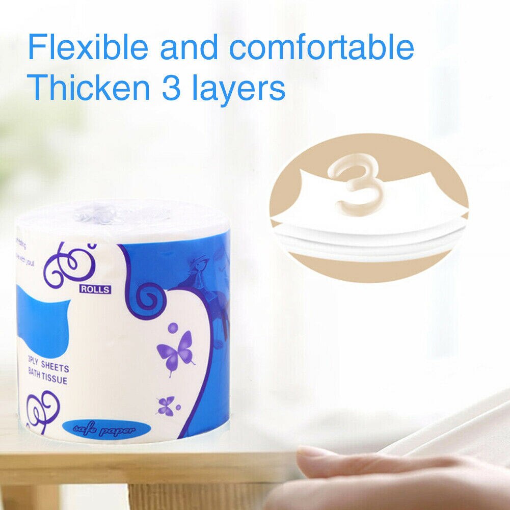 Rollos de papel higiénico a granel para baño, 10 rollos, 3 capas, suave, amigable con la piel, para el hogar