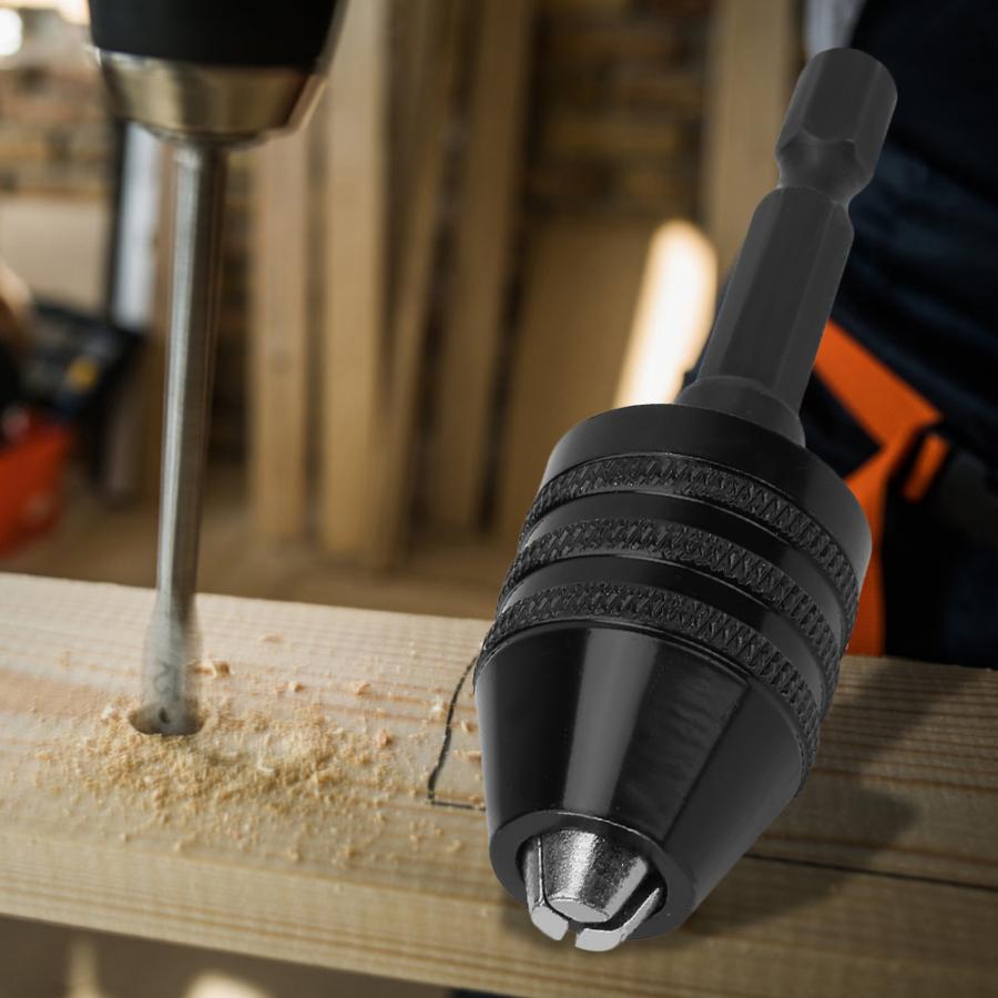 Hex Shank Keyless Drill Chuck 0.3-6.5mm Clamping Range Impact Drill Bit Driver Converter 1/4" Hex Shank Quick Change Drill Chuck