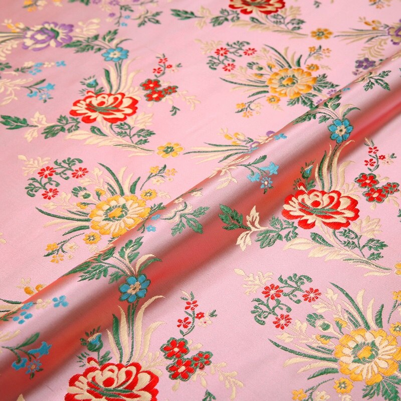 Bloem Satijn Stoffen Brokaat Jacquard Patroon Jurk Stof Rood Voor Naaien Cheongsam En Kimono Materiaal Voor Diy: fenhong