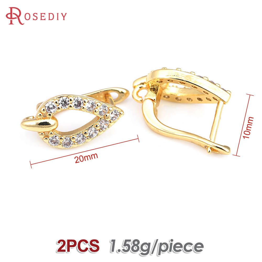 Pasador de latón y circón de Color dorado de 18K para mujer, suministros de fabricación de joyas Diy, accesorios para pendientes