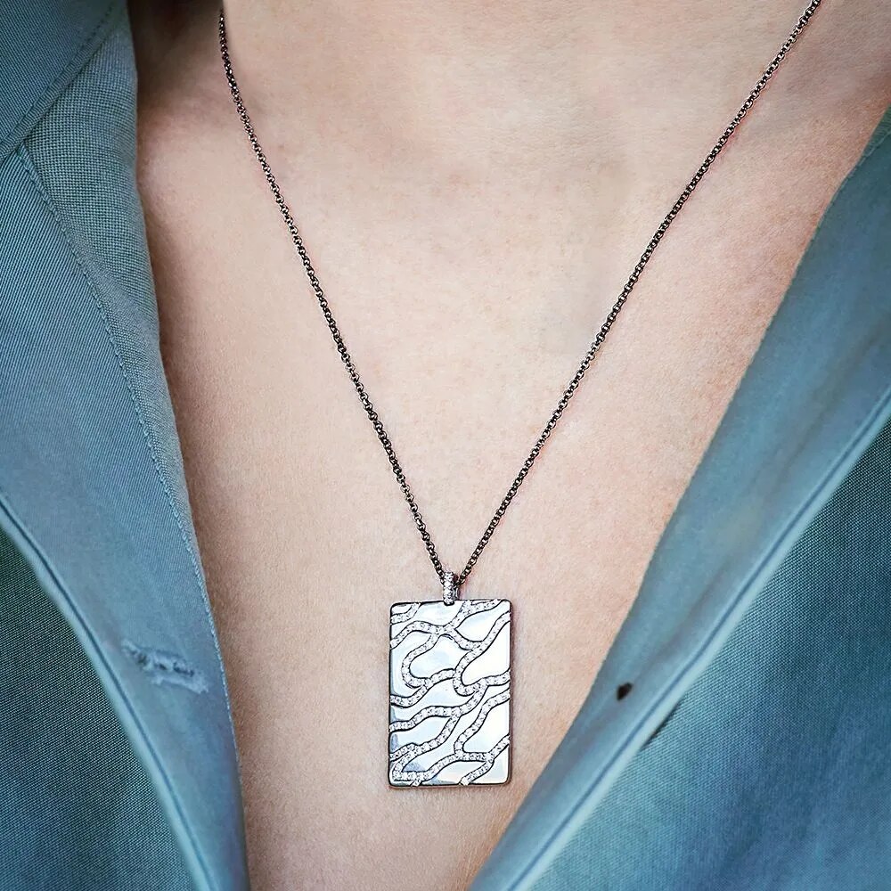 S925 sterling zilveren sieraden 1:1 kopieën, ketting, camouflage verstelbare ketting, donkergrijze zilveren sieraden