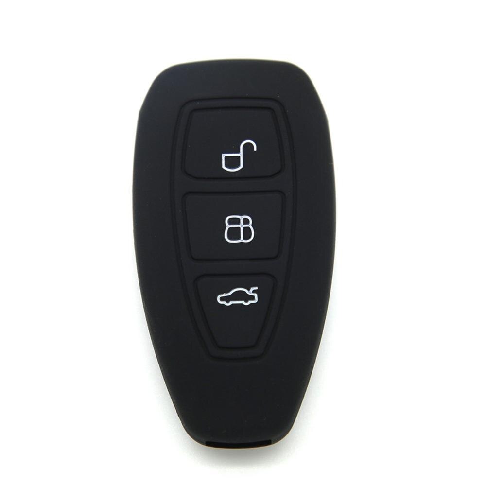 Autostyling afstandsbediening sleutel beschermhoes autosleutelhoes voor ford focus mondeo fiesta ecosport escort kuga b-max 3 knoppen slimme sleutel: Zwart