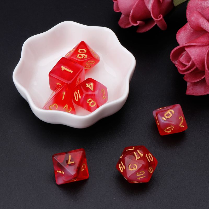 7pcs/set Polyhedral Sided Dice D4 D6 D8 D10 D12 D20 For Poly Table Game