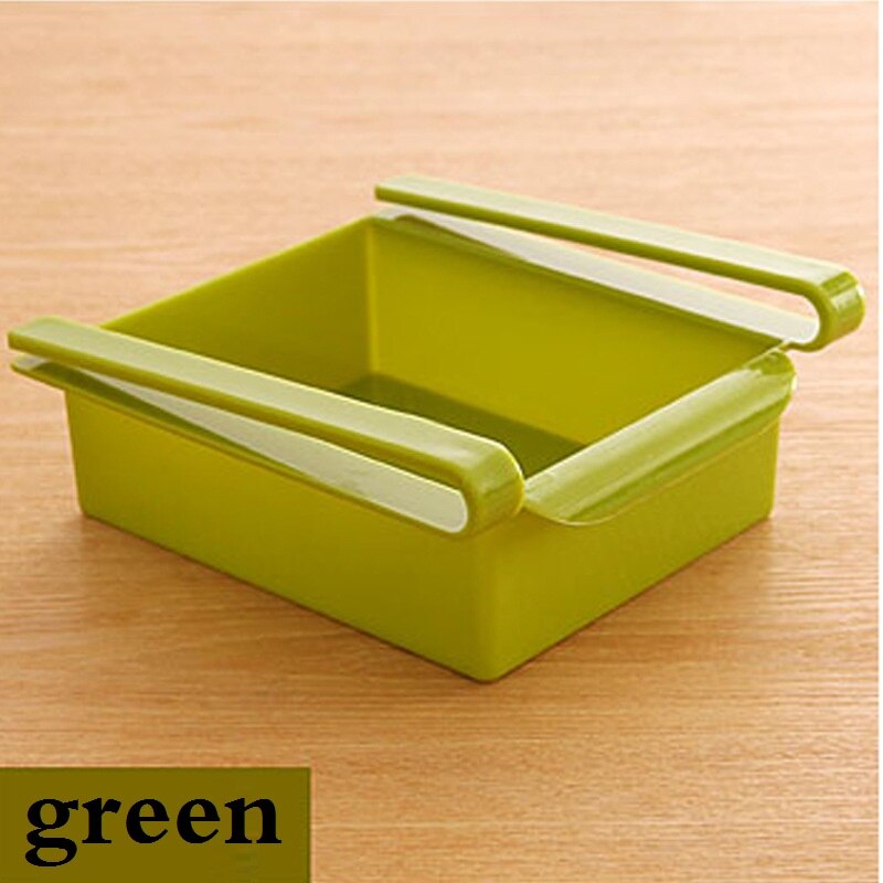 Kitchen refrigerator storage box storage rack refrigerator freezer pantry organizer kitchen supplies storage rack: T0199-green