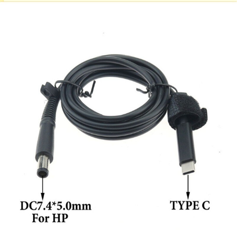 65w usb type-c laptop power adapter charging cable dc jack plug dual e-mark chip converter for hp, lenovo, and dell laptops: 7.4-5.0 for hp