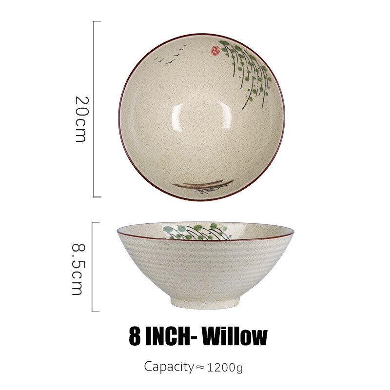 2 Stuks 8 Inch Chinese Stijl Kom Onderglazuur Keramiek Soepkom Hittebestendige Kom Voor Salade Noedels Soep Voor thuis: Willow