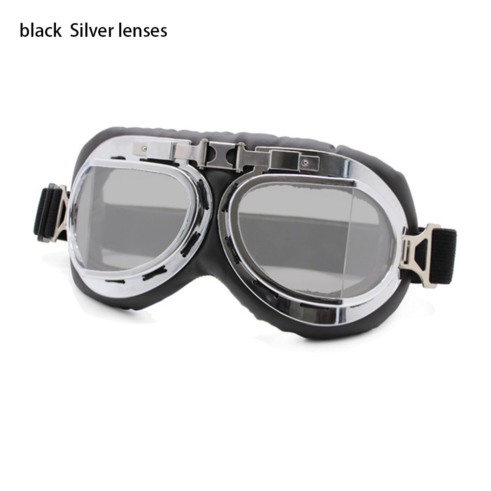 Vintage Motorcycle Goggles Retro Pilot Goggles Motor Beschermende Gears Stofdicht Bril Cruiser Cafe Scooter: Black