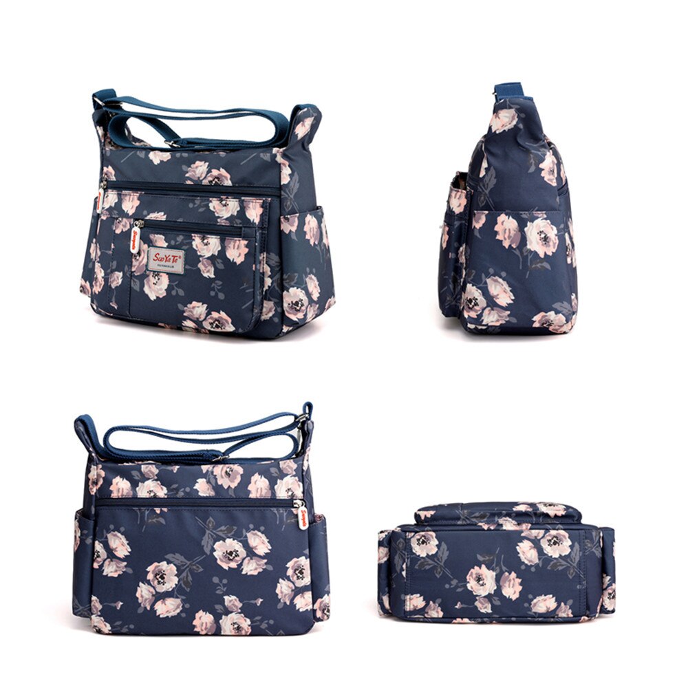 Nylon Bloemen Patroon Dames Schoudertas Multifunctionele Vrouwen Handtassen Reistas Sac Femme