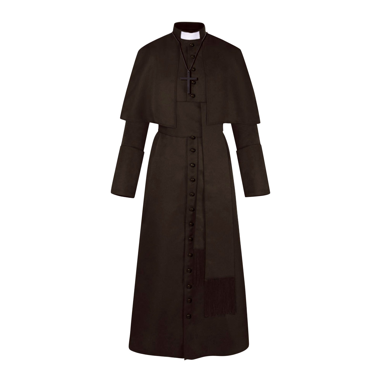 Medieval Priest Cosplay Costumes Long sleeve Monk Robe Witch Christ Cosplay Carnival Halloween Costumes for Women Adult: XXL / Brown