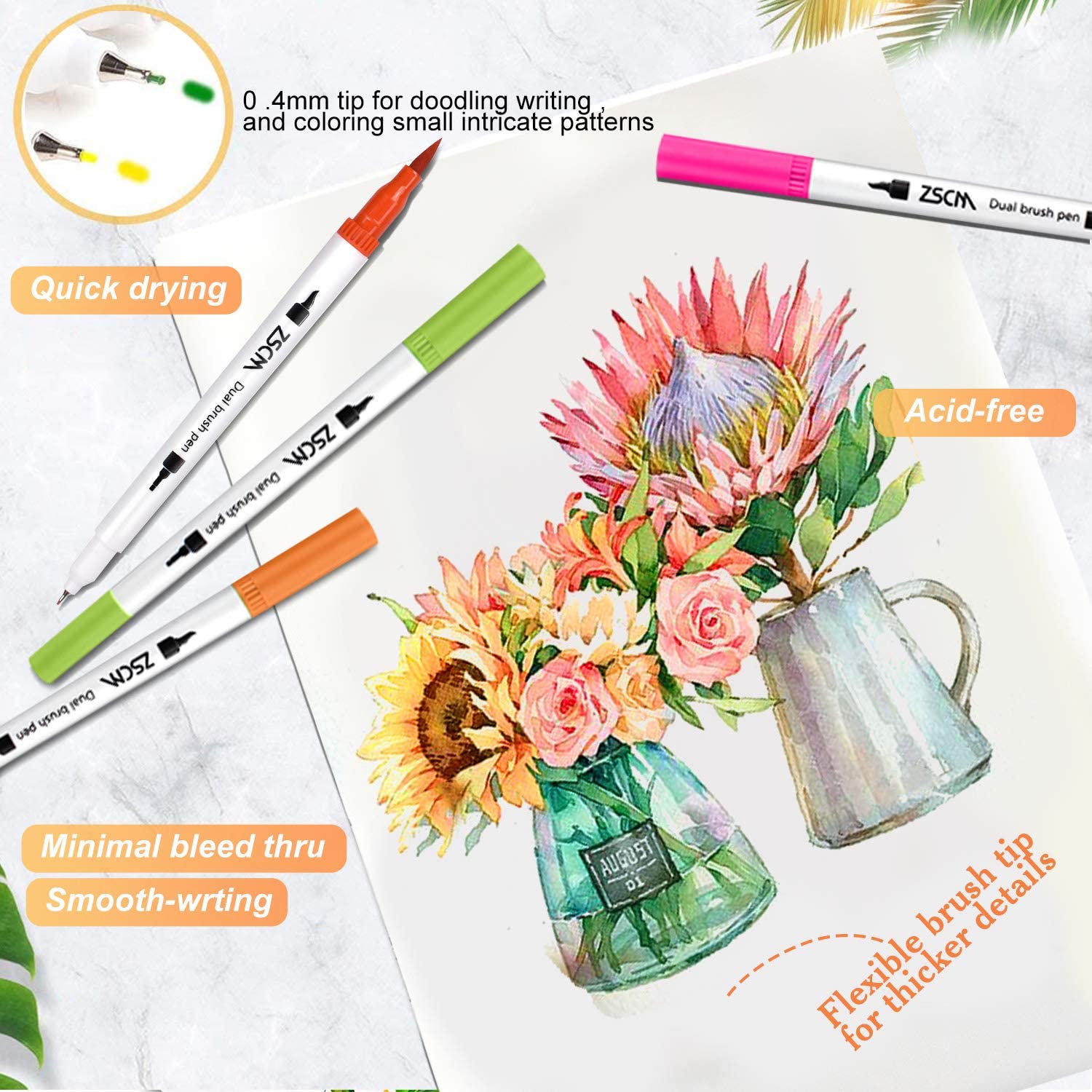 Podwójny pędzel długopisy Art markery ZSCM 72 kolory artysta cienka końcówka pędzla kolorowanki do pisanki kolorowanki dla dorosłych