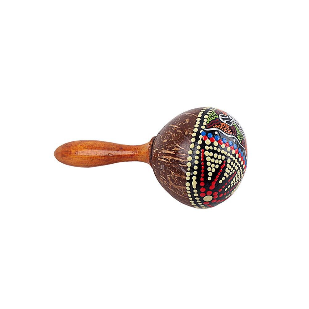 Maraca kokosnødskal cabasa shaker kalebas shaker rangle orff musikinstrumenter rangle tool børn legetøj maraca etnisk mønster