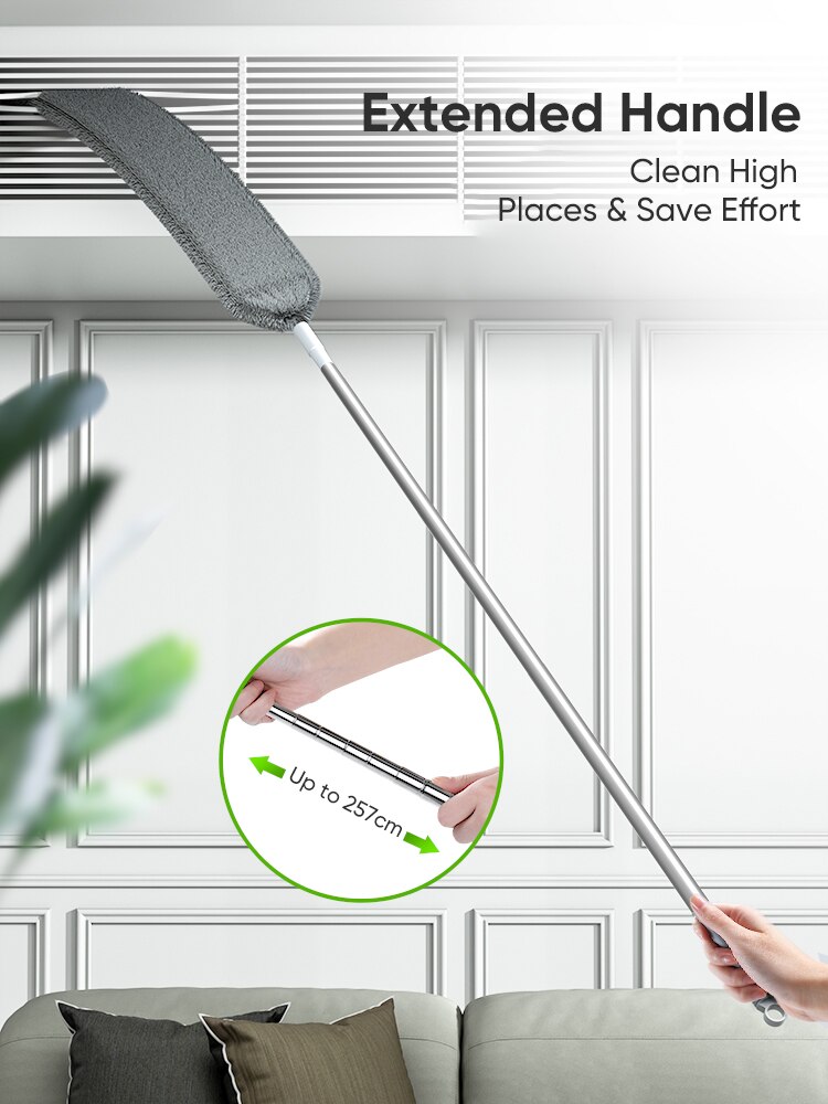 Joybos – brosse télescopique microfibre avec rallonge, pour le nettoyage des murs, des meubles, des sols et des voitures, JX84