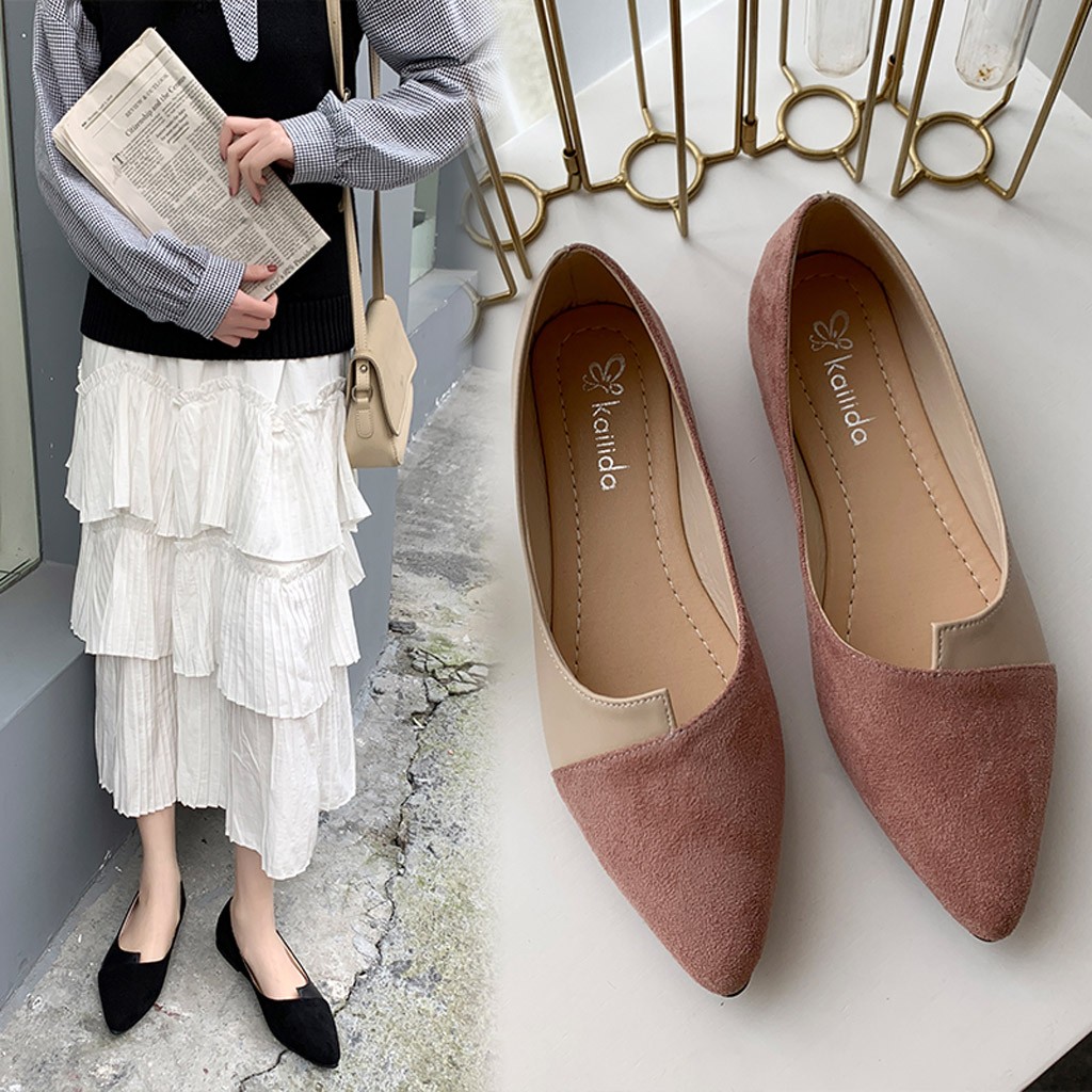 Scarpe basse a punta da donna Scarpe slip on patchwork solide Ballerine casual traspiranti Mocassini comfort quotidiano per tutti gli abbinamenti