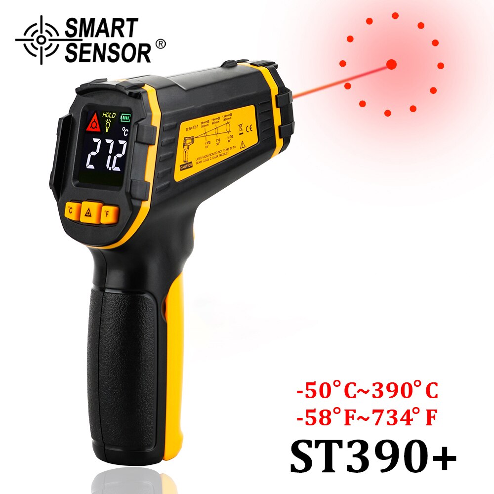 Digital Infrared Thermometer Color LCD Non-Contact Surface -50~380C 500C Temperature Meter Gun Handheld Pyrometer Imager: ST390  (-50C - 390C)