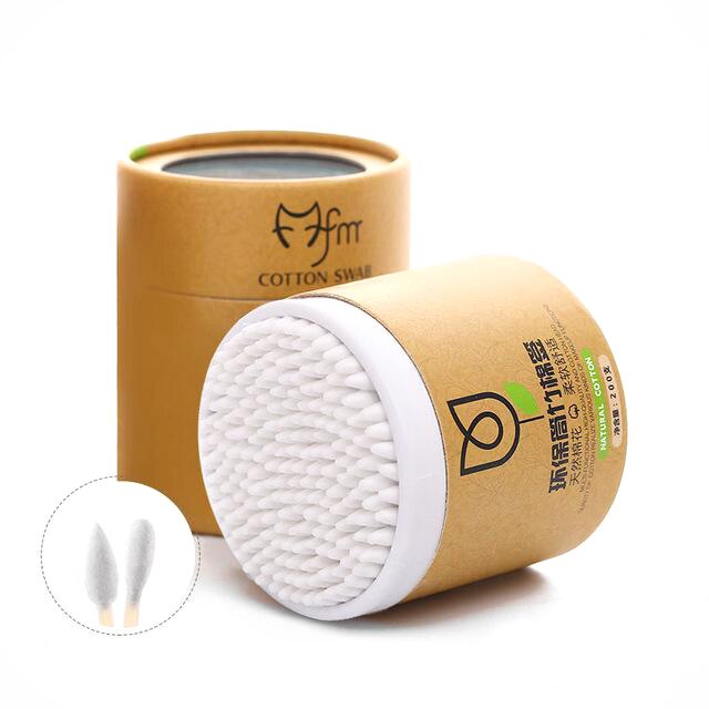 200pcs/Box Double Head Cotton Swab Nose Ears Cleaning Health Care Tools Disposable Buds Cotton Soft Women Makeup Cotton: white