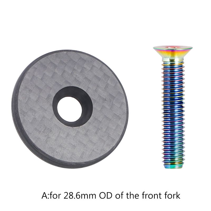 Bicycle Headset Top Stem Cap Carbon Fiber 28.6/31.8 OD2 Steerer Front Fork Cap D5BA