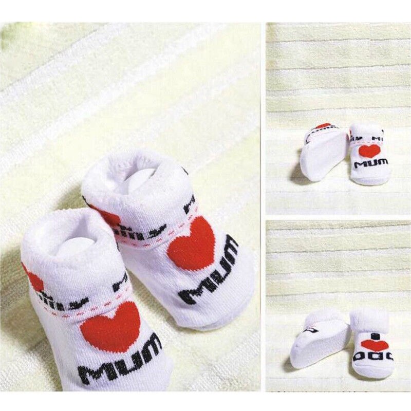 Baby Socks Brand Sweet Baby Kids Girls Boys Princess Ankle Socks Letter Love Mom Dad Short Socks 0-6M