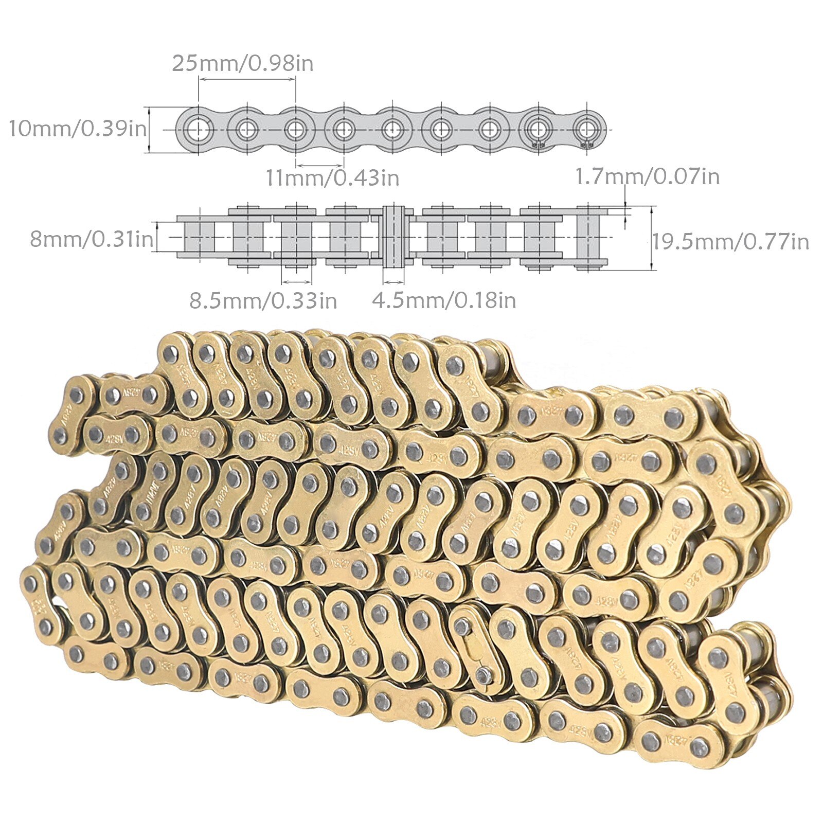 fits: LEXMOTO VENOM 125 2015-2021 GOLD HEAVY DUTY DRIVE CHAIN AND SPLIT LINK | UK