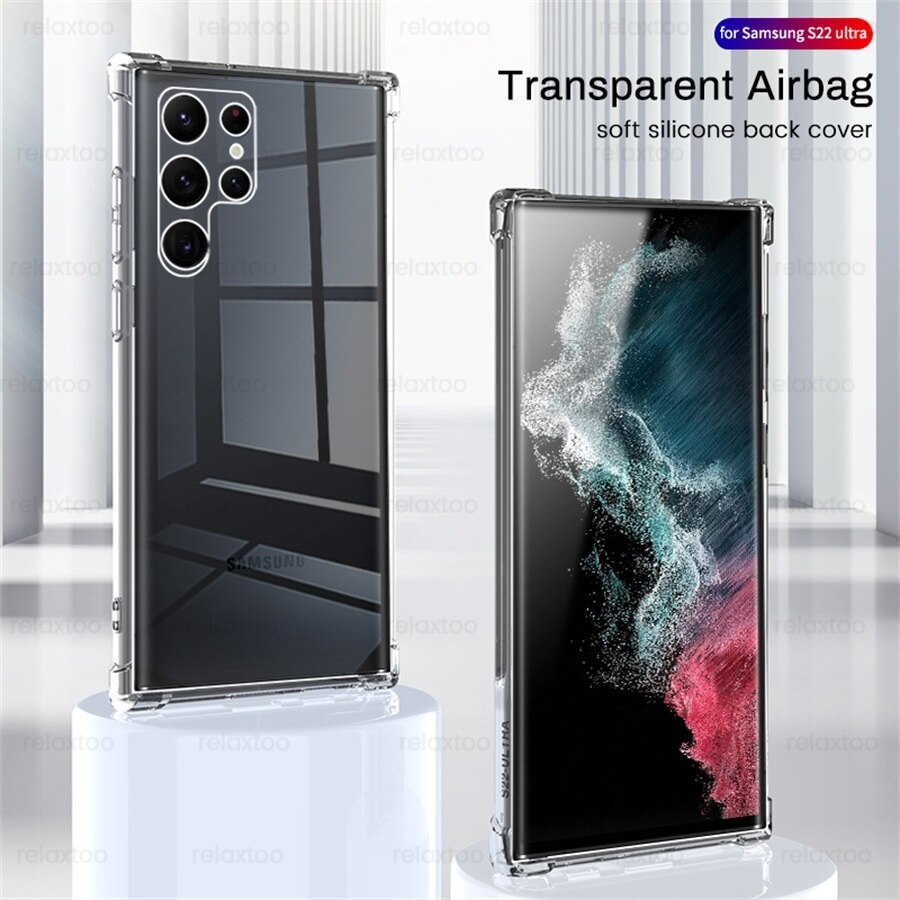 Voor Samsung S 22 Ultra Case Transparant Airbag Anti-Val Beschermen Shell Galaxy S22 S22 + S22Ultra Zachte Siliconen schokbestendig Coque